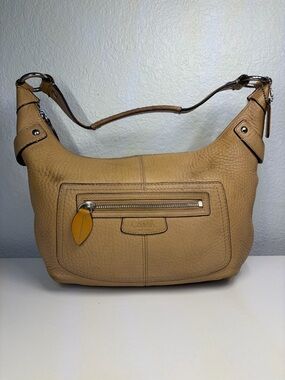 Coach Penelope Hobo Tan Gold Pebbled Leather Shoulder Bag VTG